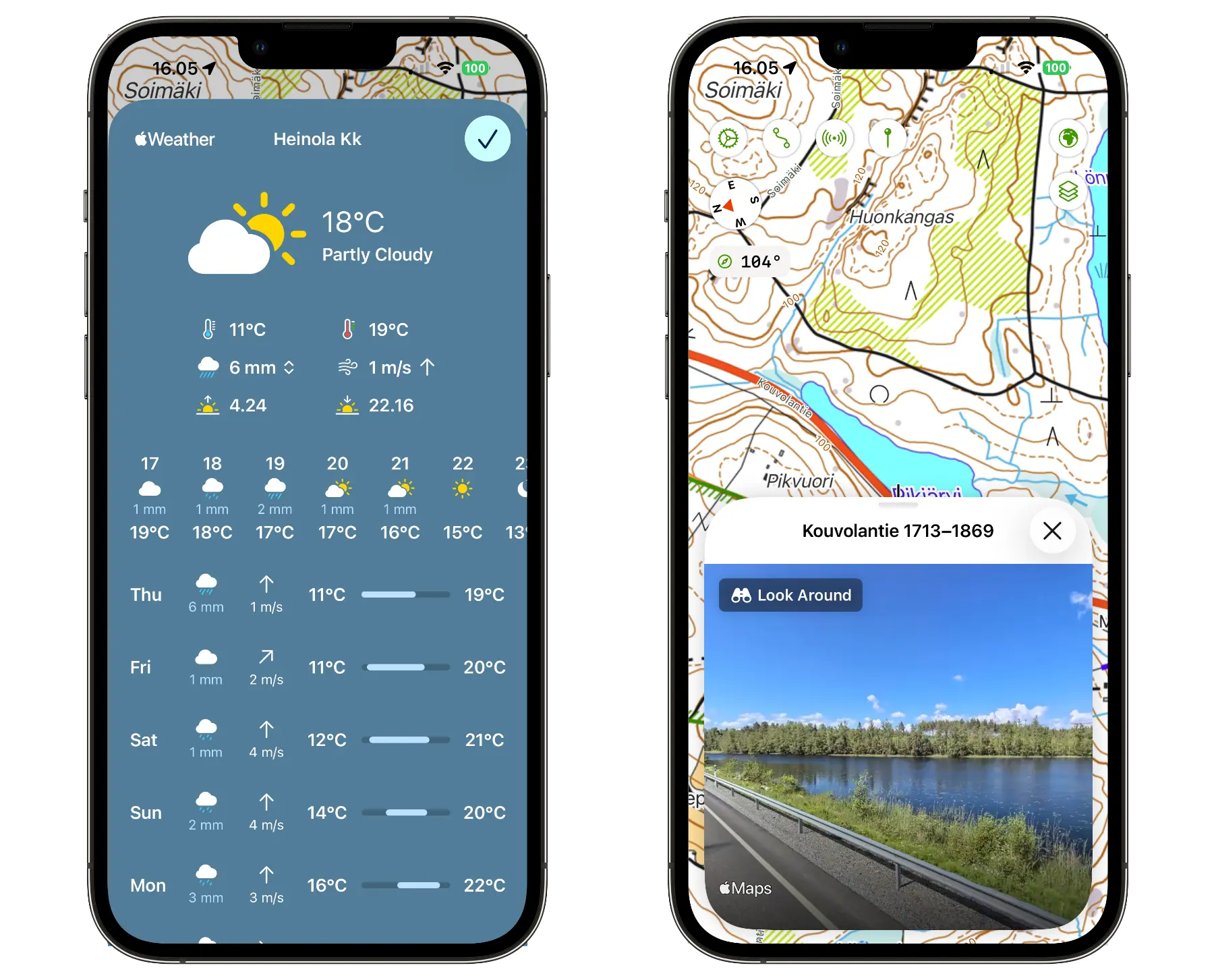 Weather forecast and Look Around imagery